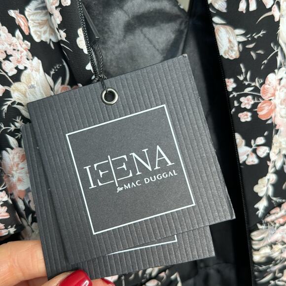 NWT IENNA for MAC DUGGAL Black Pink Floral Flutter Sleeve Maxi Dress Women’s - Picture 11 of 14